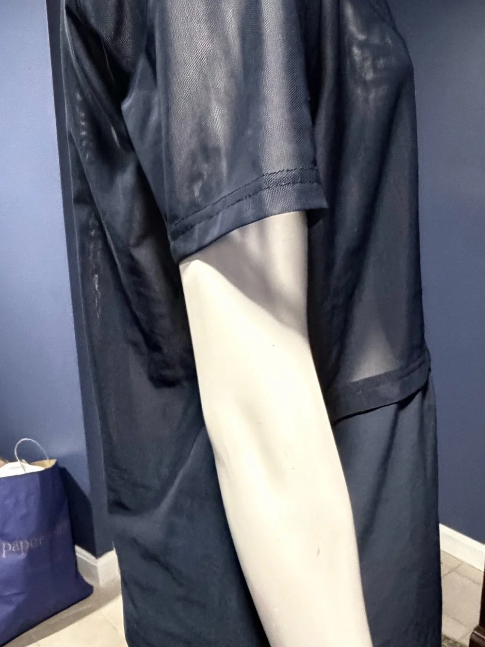 Lululemon Sheer Panel Deep Navy Cuffed Short Sleeve Tunic